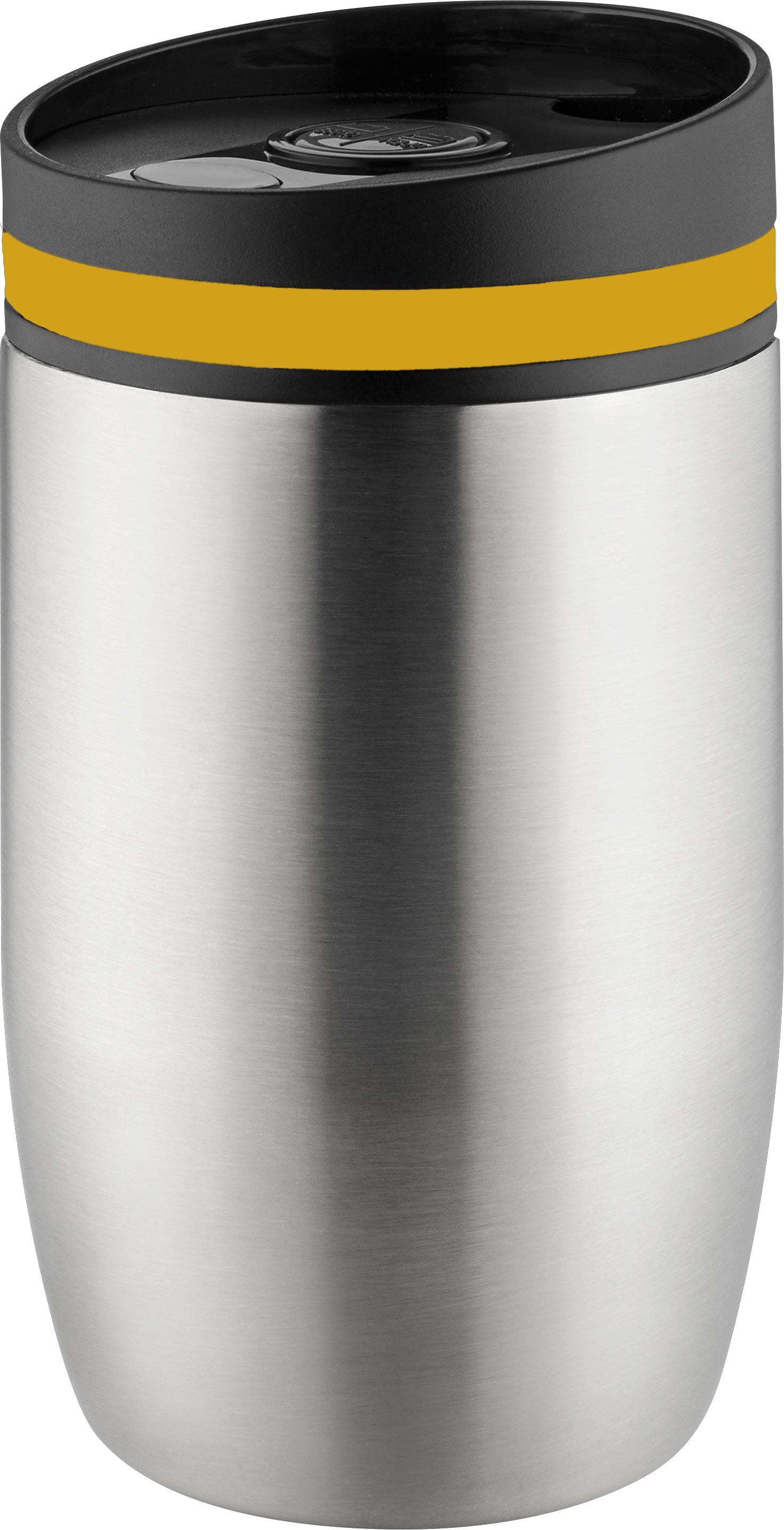 Metmaxx® Thermobecher "CremaOfficinaBudget“ silber/Ring gelb
