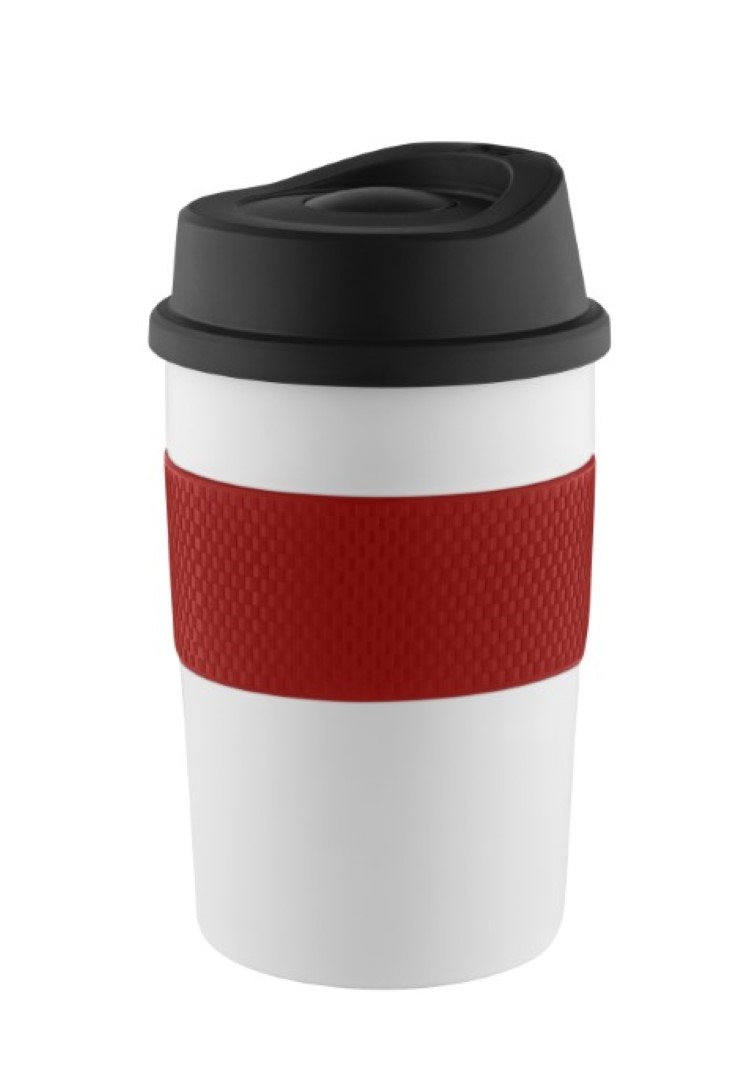Metmaxx® Thermobecher "CremaCoffeeHouse" weiß/Ring rot