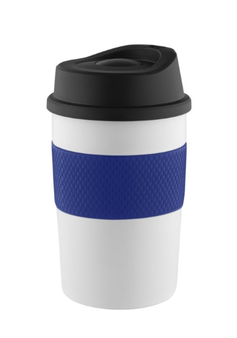 Metmaxx® Thermobecher "CremaCoffeeHouse" weiß/Ring blau