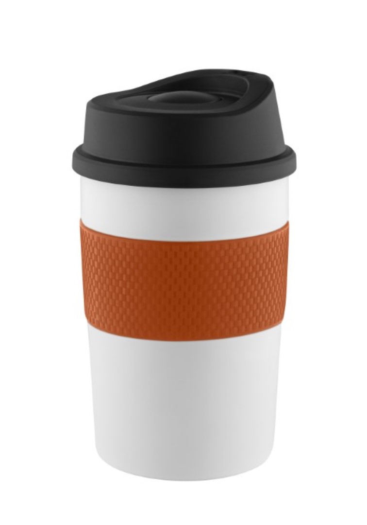 Metmaxx® Thermobecher "CremaCoffeeHouse"  weiß/Ring orange