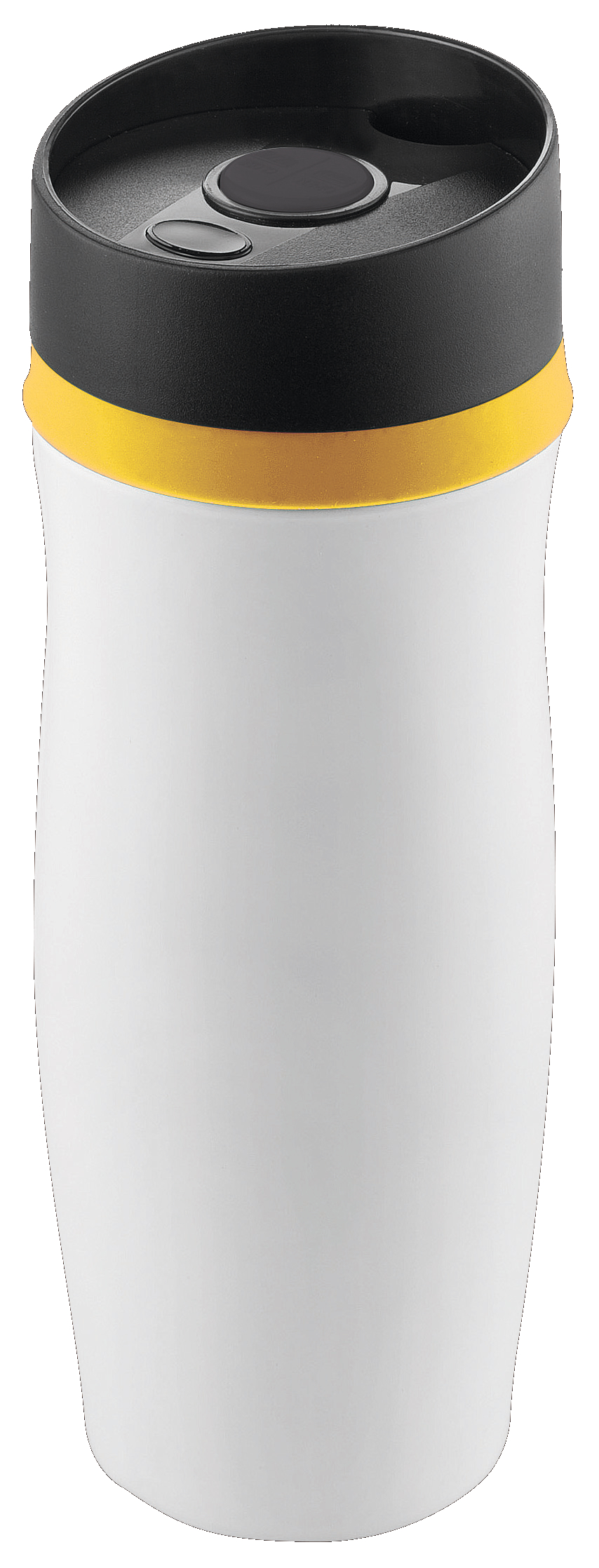 Metmaxx® Thermobecher "CremaExtensa" weiß/Ring gelb